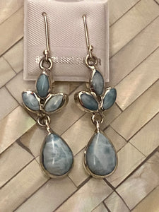 Larimar & Sterling Silver Dangling Earrings..Free Shipping!!