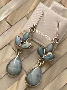 Larimar & Sterling Silver Dangling Earrings..Free Shipping!!