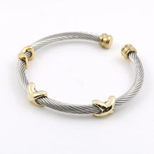 Load image into Gallery viewer, Classical Charm Stainless Steel Cuff Bangle Bracelet Cable Twist Wire Stripe Jewelry
