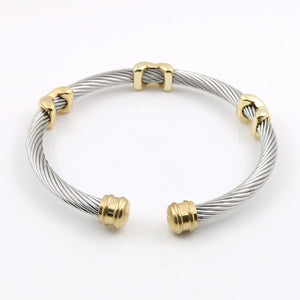 Classical Charm Stainless Steel Cuff Bangle Bracelet Cable Twist Wire Stripe Jewelry