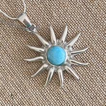 Load image into Gallery viewer, Sun Pendant Larimar &quot;the Atlantis Gemstone&quot; 925 Sterling Silver

