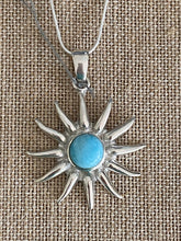 Load image into Gallery viewer, Sun Pendant Larimar &quot;the Atlantis Gemstone&quot; 925 Sterling Silver
