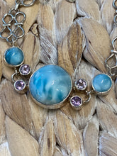Load image into Gallery viewer, Larimar &amp; Blue Topaz Handcrafted  Sterling Silver 7.5 -9 Inch
