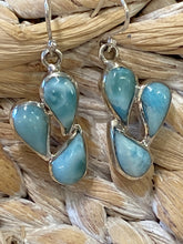 Load image into Gallery viewer, Larimar Teardrops &amp; Sterling Silver Dangling Earrings..Free Shipping!!
