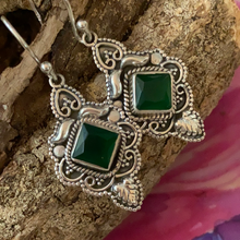 Load image into Gallery viewer, Row Emerald Earrings Handcrafted 925 Sterling Silver Fine Jewelry
