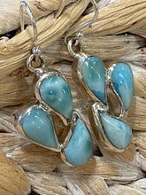 Load image into Gallery viewer, Larimar Teardrops &amp; Sterling Silver Dangling Earrings..Free Shipping!!
