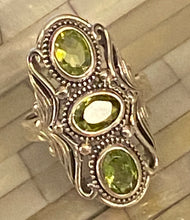 Load image into Gallery viewer, Solid Sterling Silver Genuine Peridot Gemstone Ring Natural Stone Size 8
