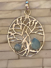 Load image into Gallery viewer, Tree of Life Larimar Caribbean Gemstone Pendant.Sterling Silver.18”Chain.
