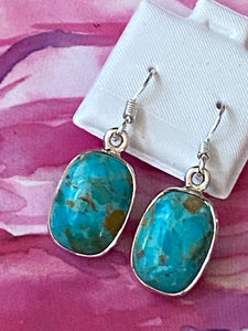 Earrings Handcrafted Kingman Turquoise . Sterling Silver