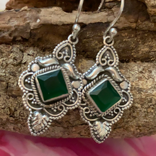 Load image into Gallery viewer, Row Emerald Earrings Handcrafted 925 Sterling Silver Fine Jewelry

