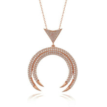 Load image into Gallery viewer, DOUBLE MOONS TOPAZ ROSE GOLD OVER .925 SOLID STERLING SILVER NECKLACE
