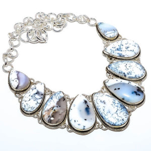 Natural Dendritic Opal - Brazil 925 Sterling Silver Necklace 17.99"