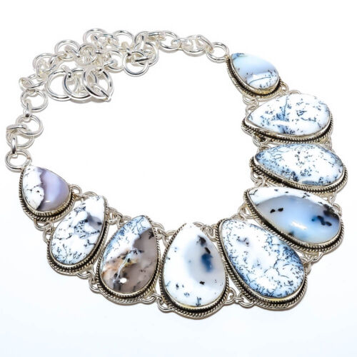 Natural Dendritic Opal - Brazil 925 Sterling Silver Necklace 17.99